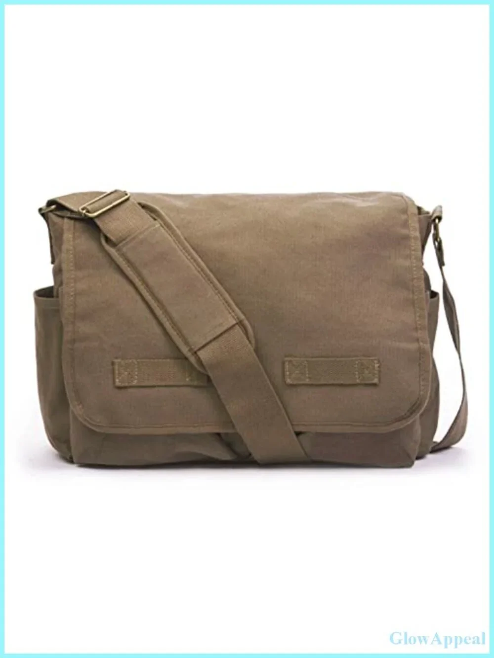 Cotton Canvas Messenger Bag Heavyweight Shoulder Bag Adjustable Strap Travel